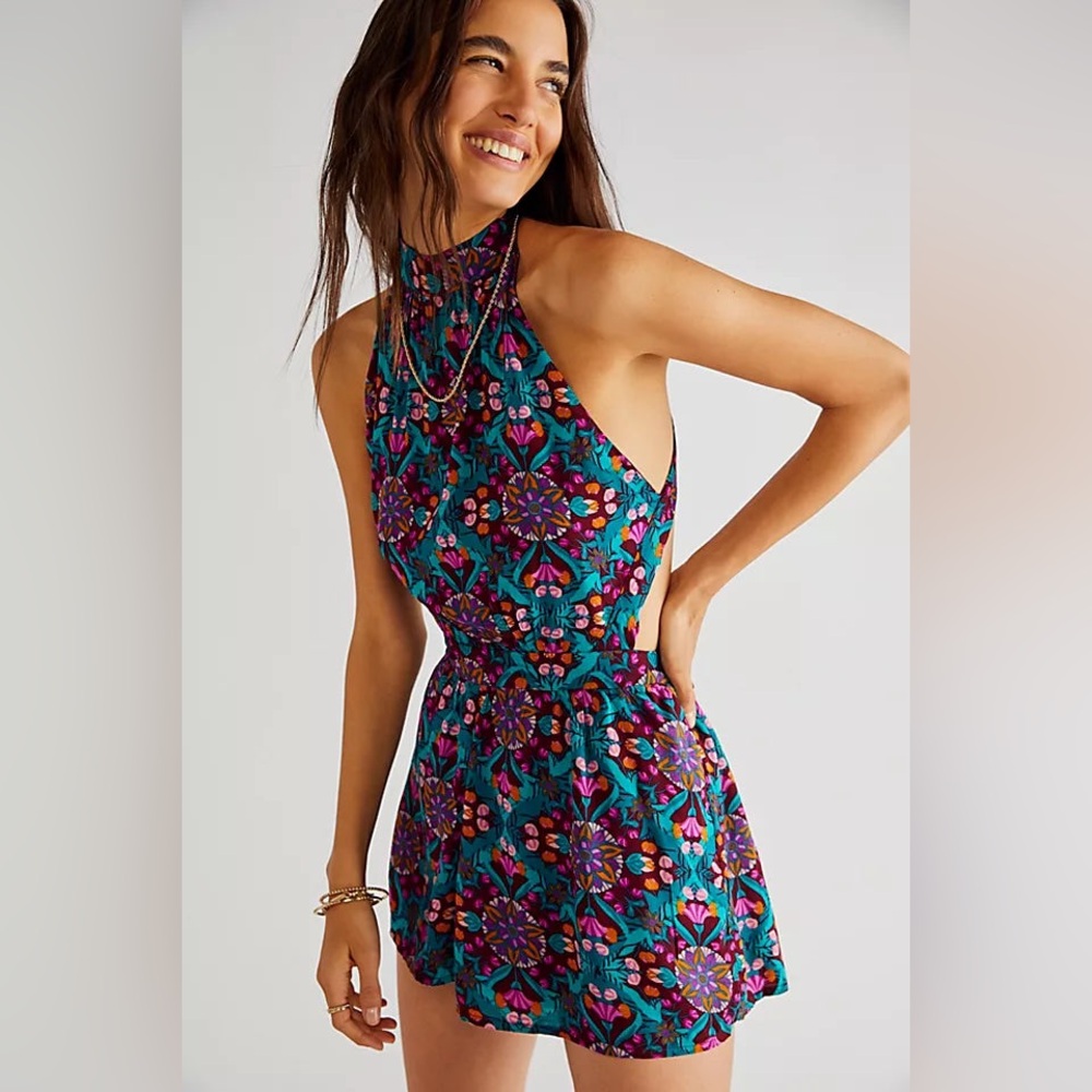 Free People Coral Tides Romper